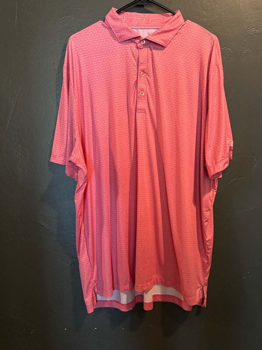 johnnie-O Featherweight Traditions Club Polo Shirt Pink Shell Print XL